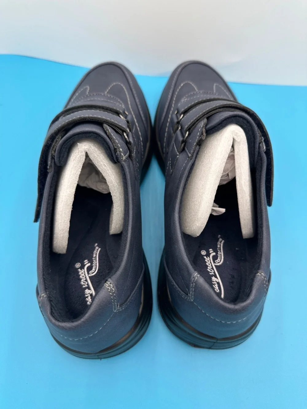 New! Easy Street Navy Blue Women's Velcro Flats. Size 8. Brand new/no box.